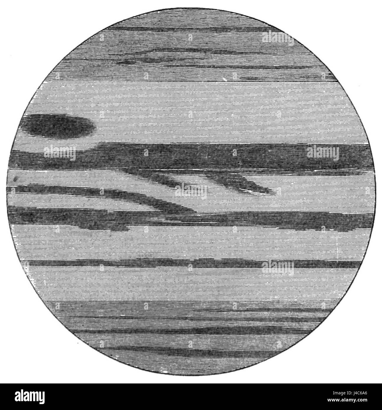 L'article 'PSM V24 D196' discute de l'apparition de Jupiter pendant l'activité de l'éruption solaire, fournissant un aperçu de la façon dont les phénomènes solaires affectent la visibilité de la planète et les conditions atmosphériques. Cette observation met en évidence la relation entre les éruptions solaires et la visibilité planétaire, en particulier dans le cas de Jupiter. Banque D'Images