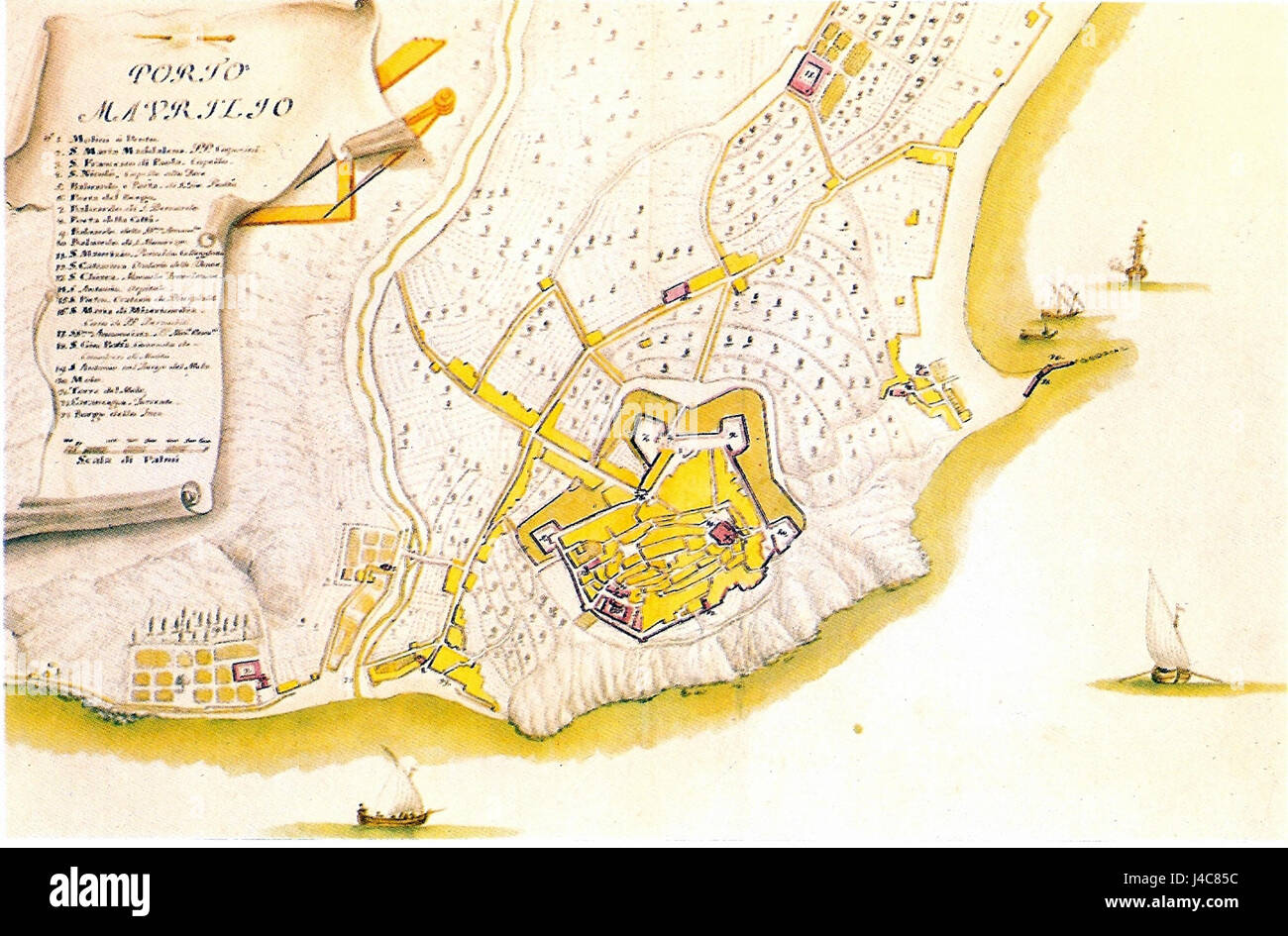 Porto Maurizio mappa Matteo Vinzoni (1773) Banque D'Images
