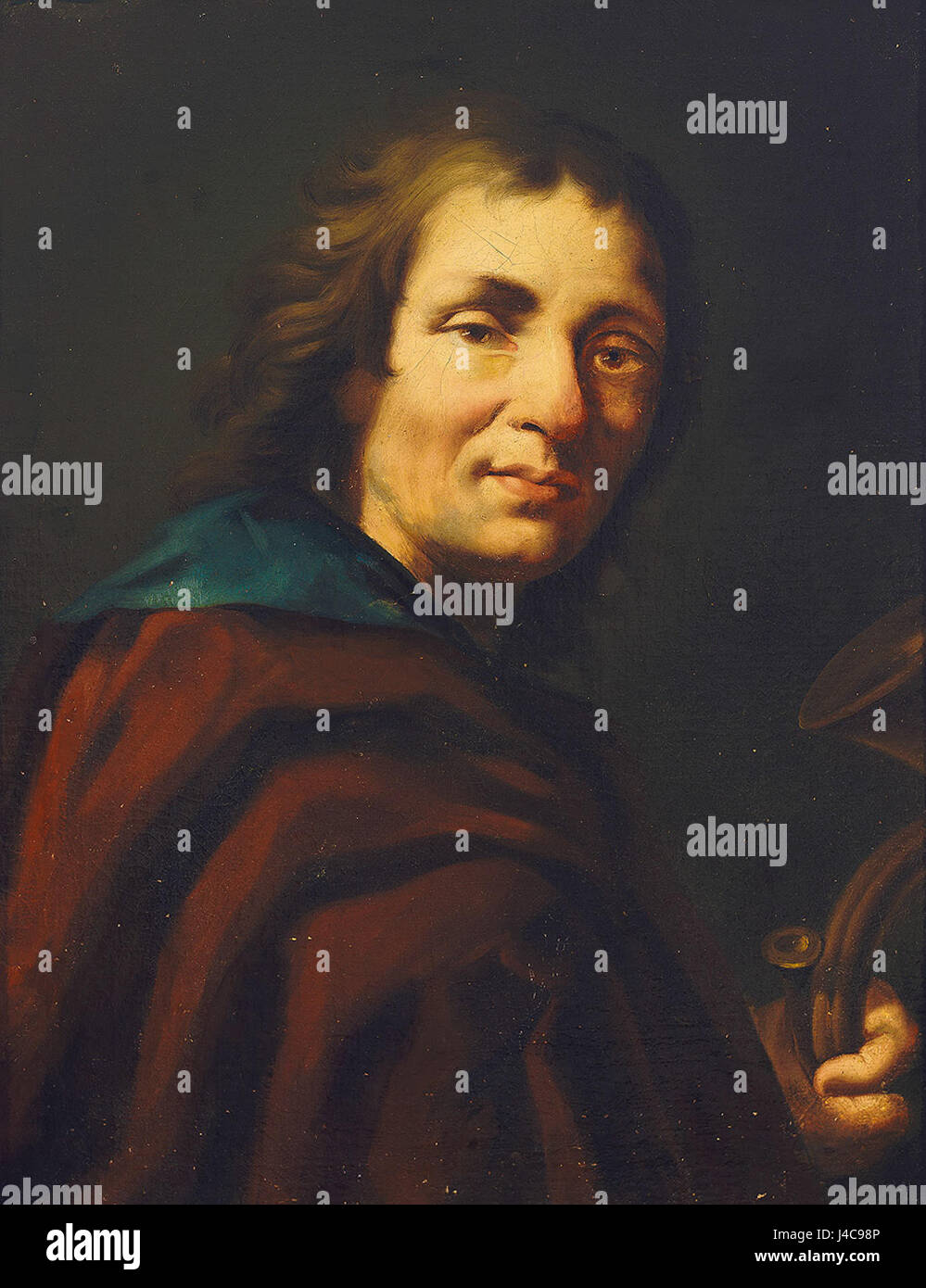'Portrait eines Hornisten' est une peinture ou une illustration représentant un corniste. L'œuvre met l'accent sur l'instrument de musique, mettant en valeur la technique et l'expression du cor playerâ€ ™. Il offre une fenêtre sur l'appréciation culturelle et artistique de la musicalité pendant la période de sa création. Banque D'Images