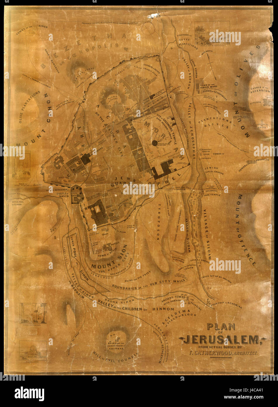 De Jérusalem à partir de Plan d'enquête réelle par F. Catherwood, architecte ; lithographie de Colen Banque D'Images
