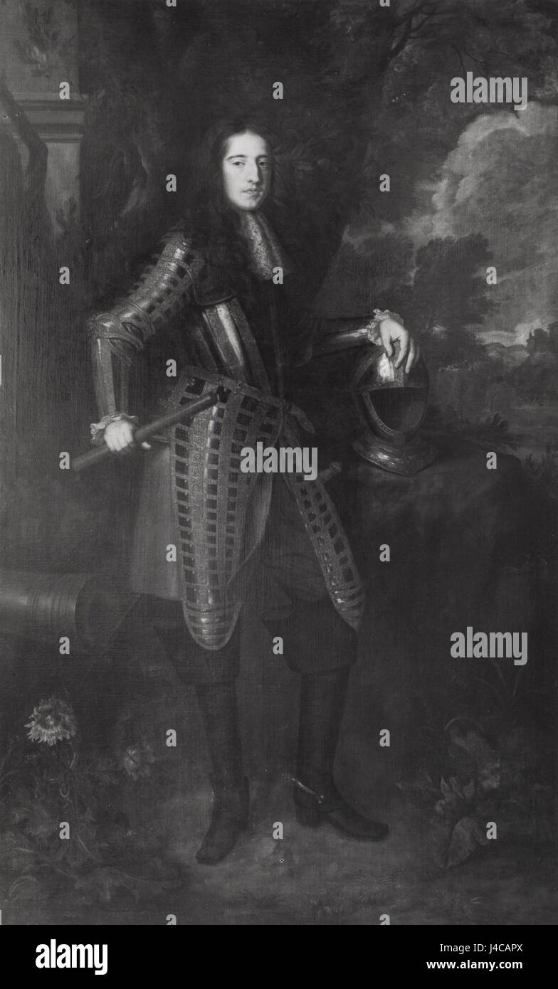 Ce portrait de Guillaume III, Prince d'Orange, peint par Willem Wissing, est conservé au musée Mauritshuis. Il représente une œuvre importante de l'art baroque néerlandais, représentant le monarque néerlandais qui a joué un rôle clé dans l'histoire européenne, en particulier dans la glorieuse Révolution. Banque D'Images