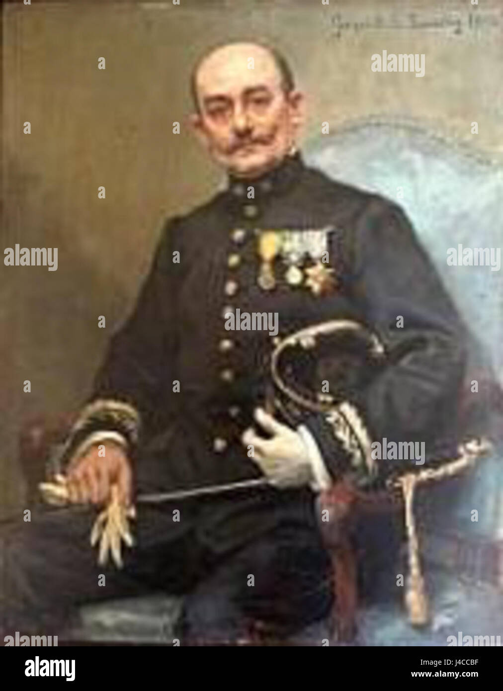 Portrait d'un homme en uniforme, artiste inconnu, présentant une tenue militaire du XIXe siècle. Banque D'Images