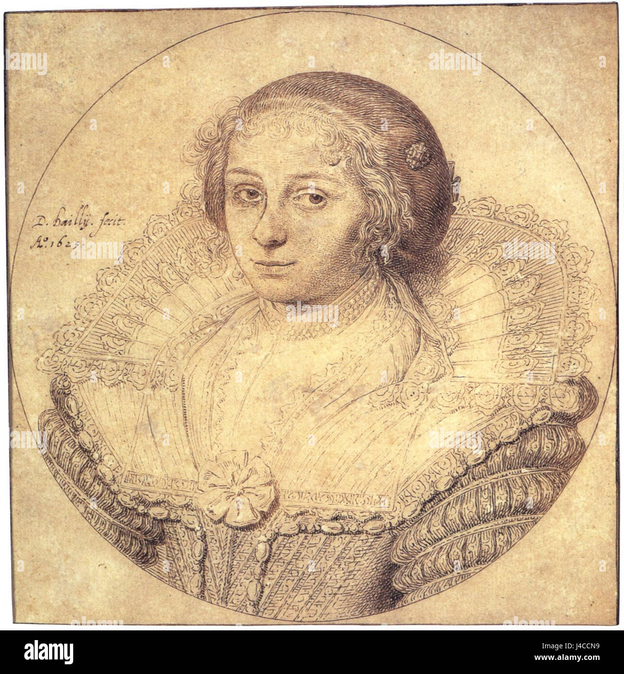 Ce portrait d’Aertge Witsen, peint par David Bailly, capture le sujet dans un style classique du XVIIe siècle. La peinture est une représentation de l'attention de l'époque aux détails et à l'élégance dans le portrait. Banque D'Images