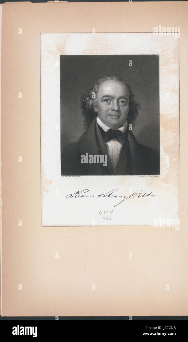 Richard Henry Wilde était un homme politique, avocat et poète américain. Il occupe diverses fonctions juridiques et politiques au cours du XIXe siècle et est connu pour ses œuvres littéraires. Banque D'Images