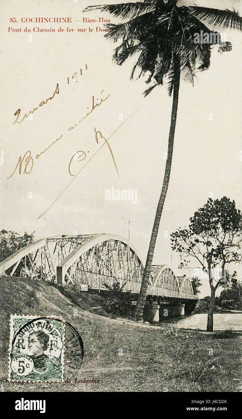 Pont Rach Cat à Bien Hoa au début du 20e siècle Banque D'Images