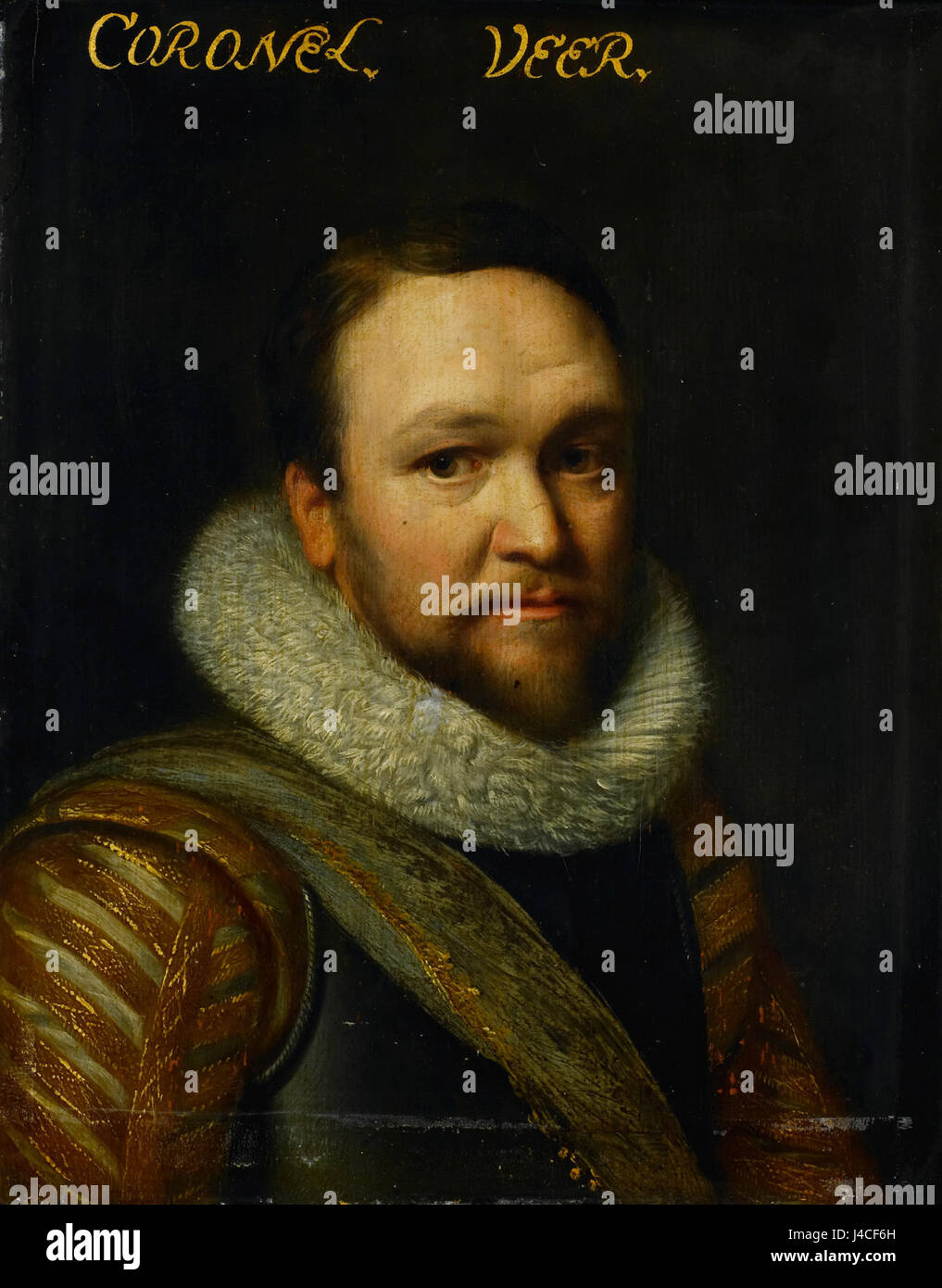 Ce portrait représente Sir Horace Vere (1565-1635), soldat et homme politique anglais. Le portrait, conservé au Rijksmuseum, met en valeur son rôle dans l'histoire militaire et son importance à l'époque élisabéthaine. Banque D'Images