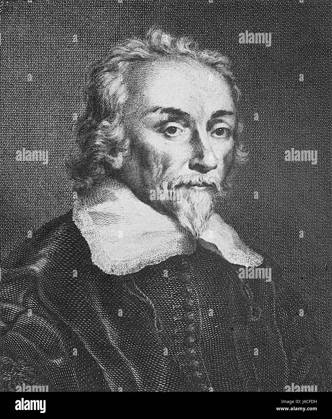 Ce portrait de William Harvey, un médecin anglais influent, met en lumière ses contributions à la découverte de la circulation sanguine dans le corps humain. Banque D'Images