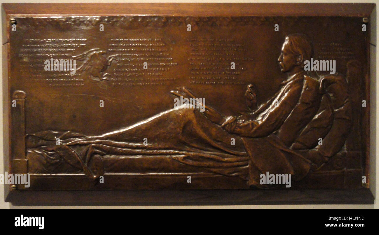 Portrait de Robert Louis Stevenson de secours par Augustus Saint-Gaudens, modèle 1887, 1902, 1888 cast bronze National Gallery of Art, Washington DSC08760 Banque D'Images