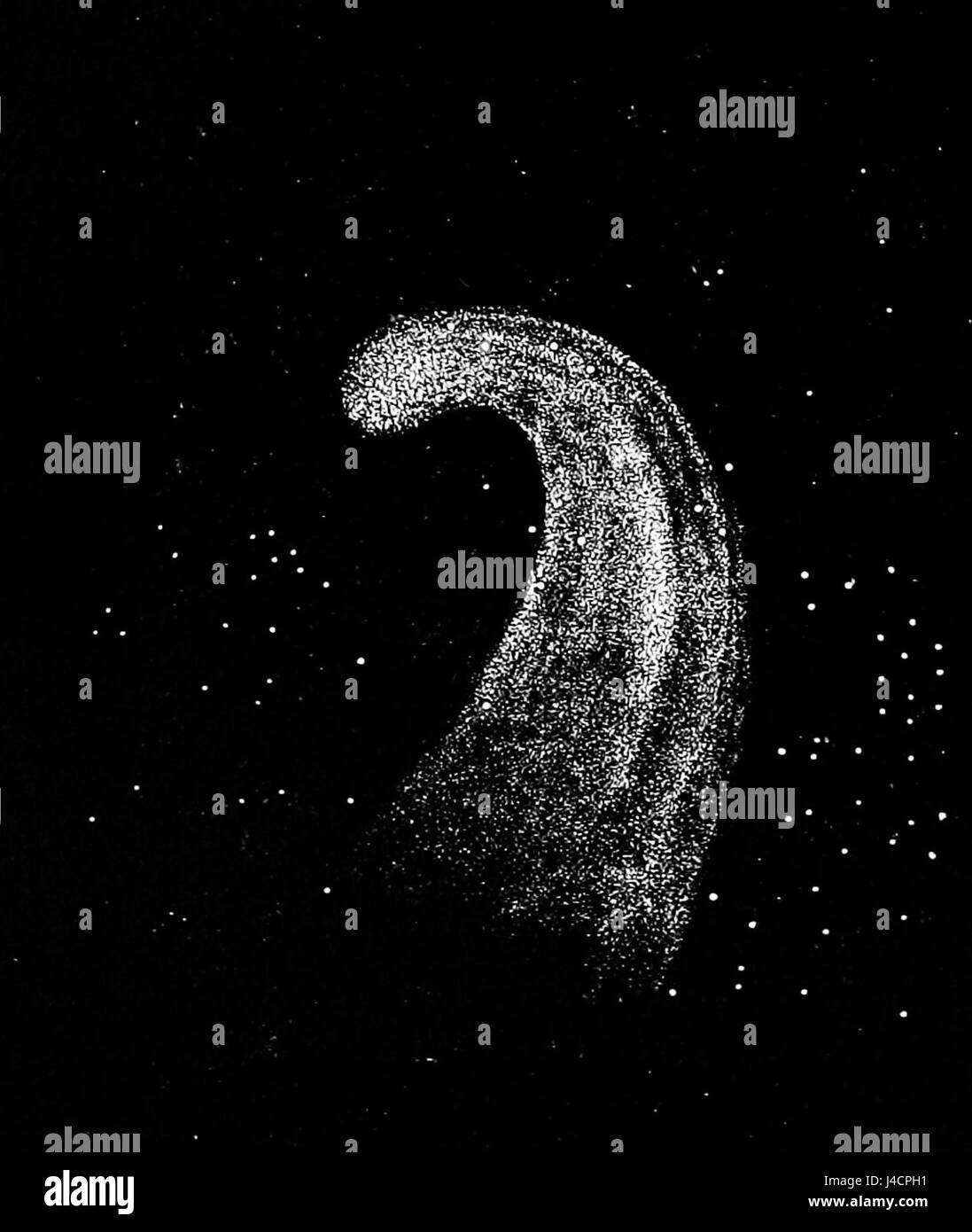 La nébuleuse de la faucille est une région de formation d'étoiles située dans la constellation d'Orion. Cette caractéristique astronomique fait partie du complexe de nuages moléculaires d'Orion, connu pour ses nébuleuses brillantes et ses régions de formation d'étoiles. Banque D'Images