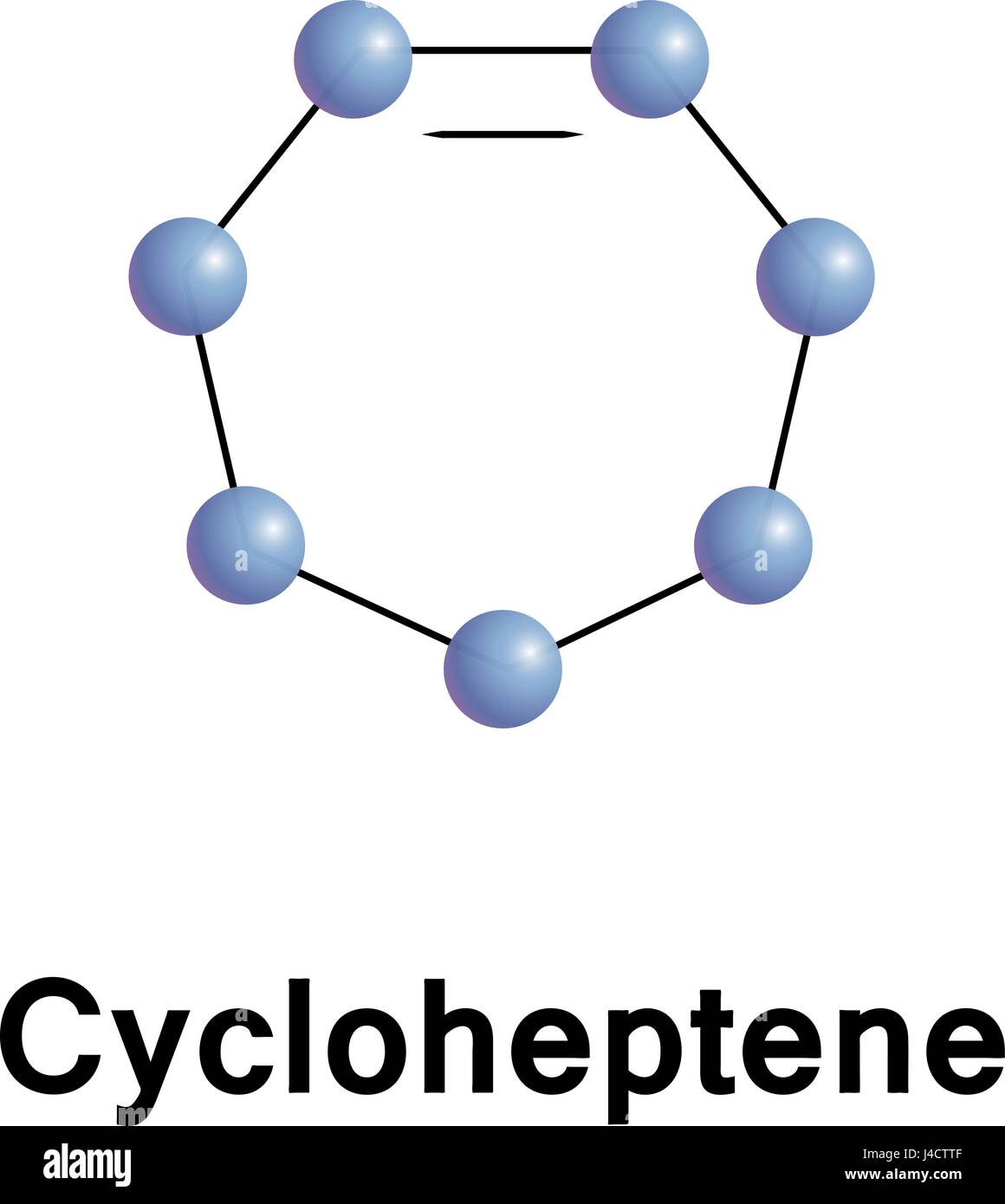 Cycloheptène est un cycloalkene 7 chaînons, peuvent exister comme le cis- ou l'isomère trans. Illustration de Vecteur