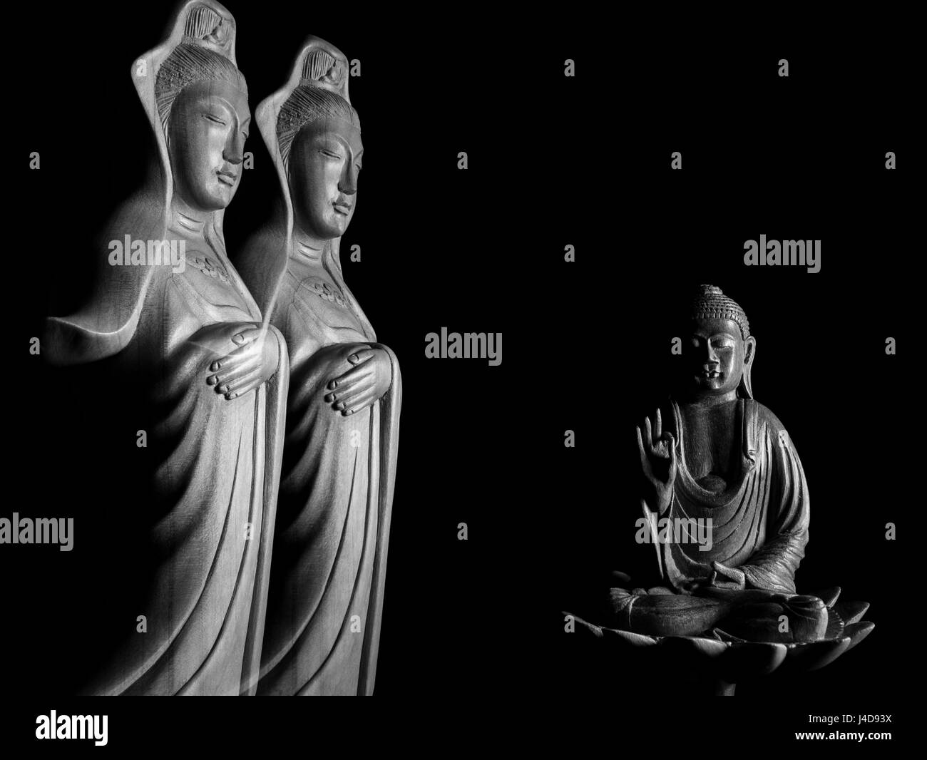Sculpture Bouddha/佛 像/佛像 et Avalokitasvara/觀世音 觀音 sculpture Bodhisattva/觀自在 觀音菩薩/菩薩/觀自在菩薩 觀世音菩薩 ///像 Banque D'Images