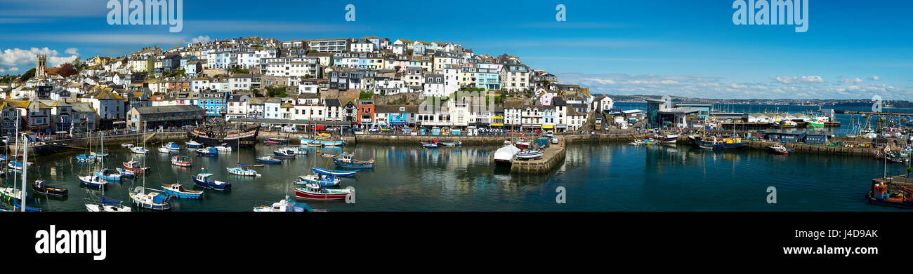 Fr - panorama du port de Brixham DEVON : Banque D'Images