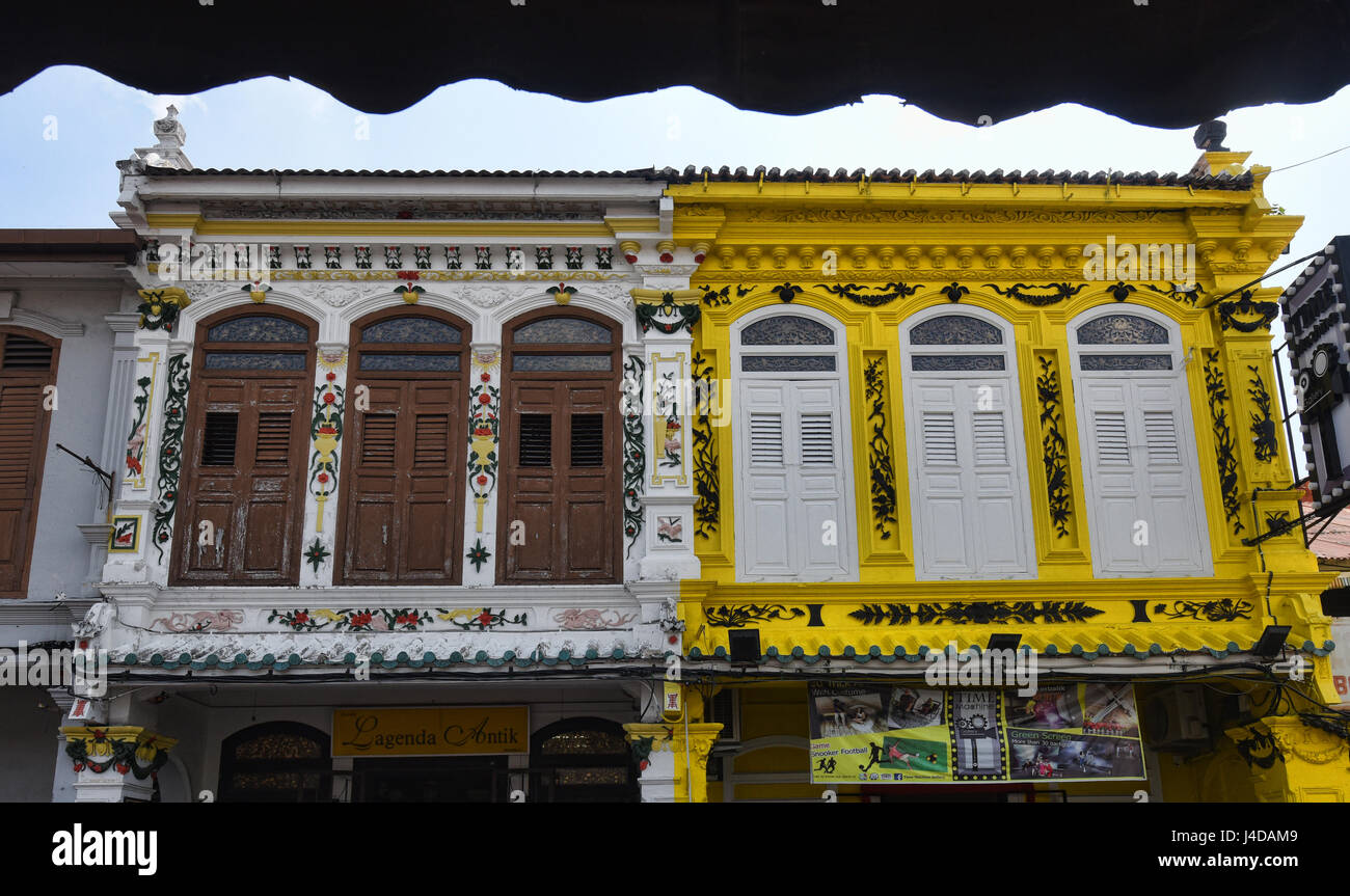 L'architecture coloniale sur la rue Jonker, Malacca, Malaisie Banque D'Images L'architecture coloniale sur la rue Jonker, Malacca, Malaisie Banque D'Images