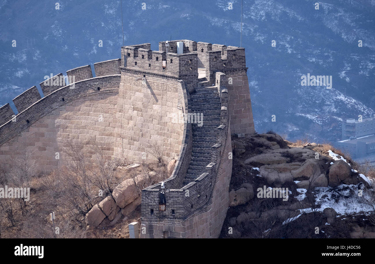 La Grande Muraille de Chine à Badaling, la Chine, le 24 février 2016. Banque D'Images