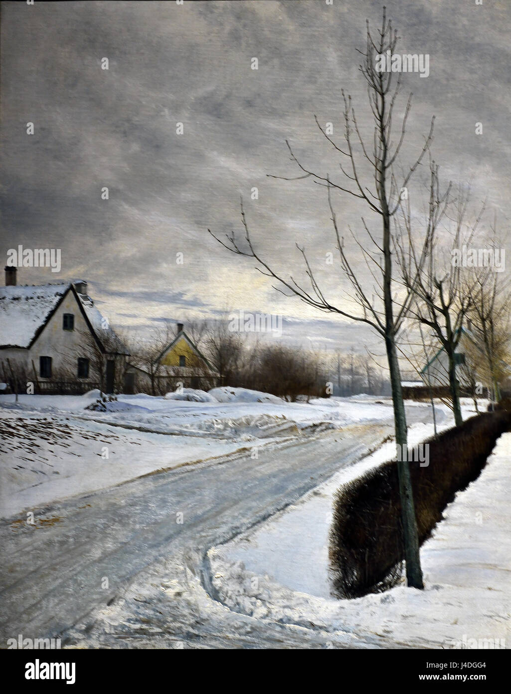 Dans le village de la Route des fleurs (hiver jour)1912 Laurits Andersen Ring 1854 - 1933 Danemark, Danois, Banque D'Images