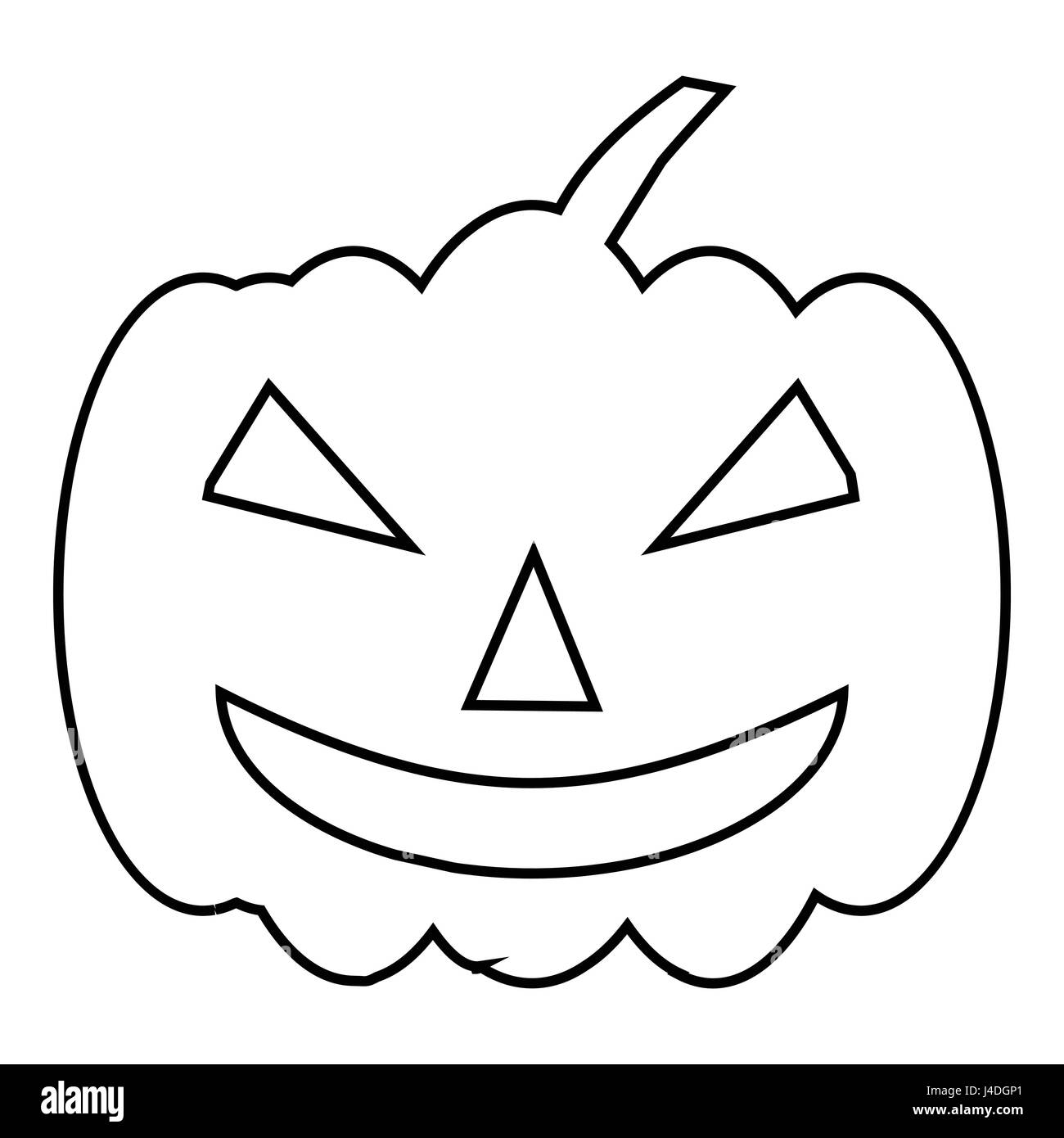 Sur l'icône de la citrouille halloween style du contour, Illustration de Vecteur