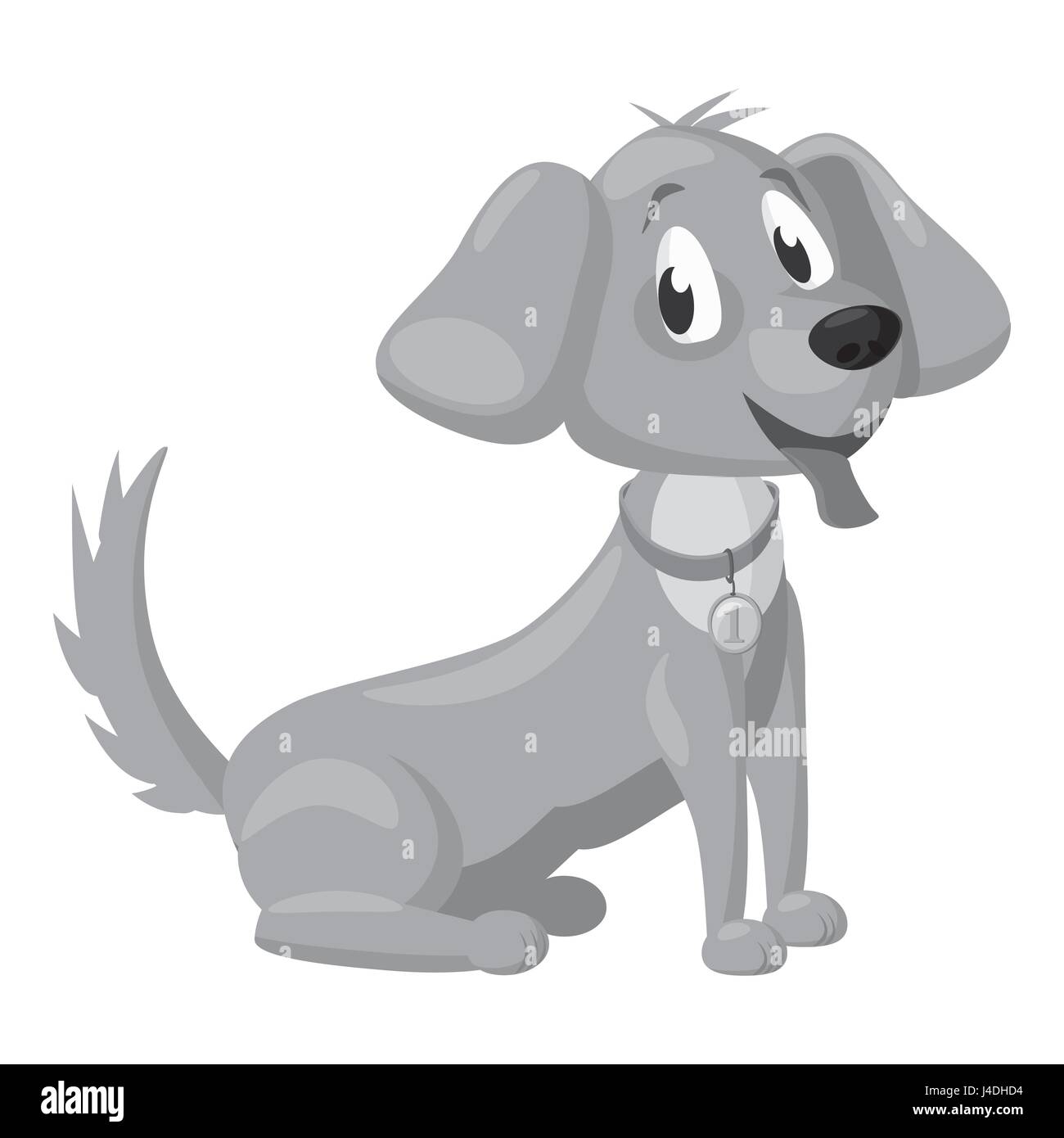 Chiot, icône style monochrome gris Illustration de Vecteur