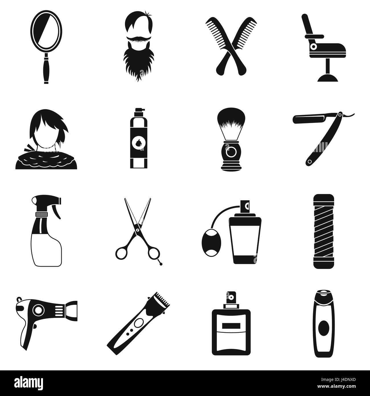 La coiffure, le style simple icons set Illustration de Vecteur