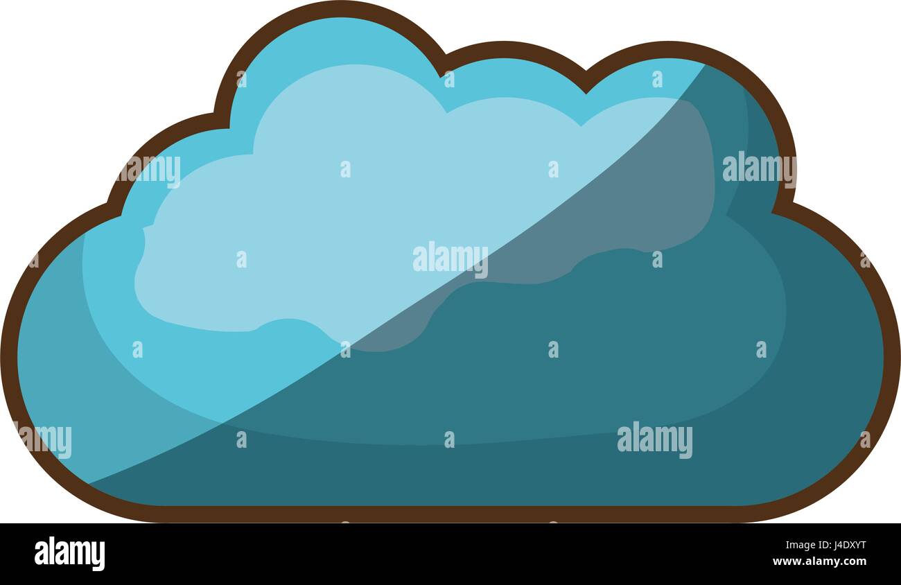 Épais de couleur de contour bleu nuage avec demi-ombre Illustration de Vecteur