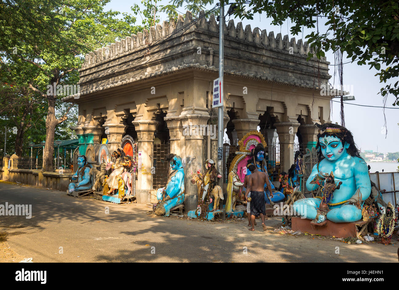 Le patrimoine ancien de la ville connue sous le nom de Kumartuli Calcutta city où différentes divinités de dieux et déesse sont créés. Banque D'Images