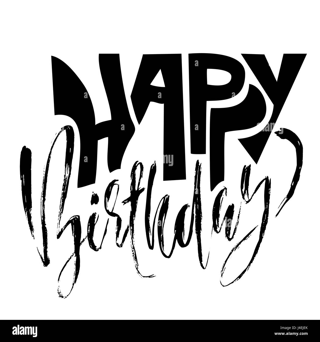 Joyeux anniversaire. La brosse sèche moderne lettrage pour invitation et carte de souhaits, estampes et affiches. Inscription manuscrite. Dessin calligraphique. Vector illustration. Illustration de Vecteur