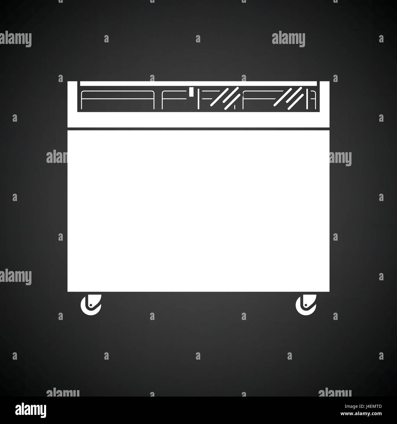 Congélateur mobile supermarché icône. Fond noir avec blanc. Vector illustration. Illustration de Vecteur