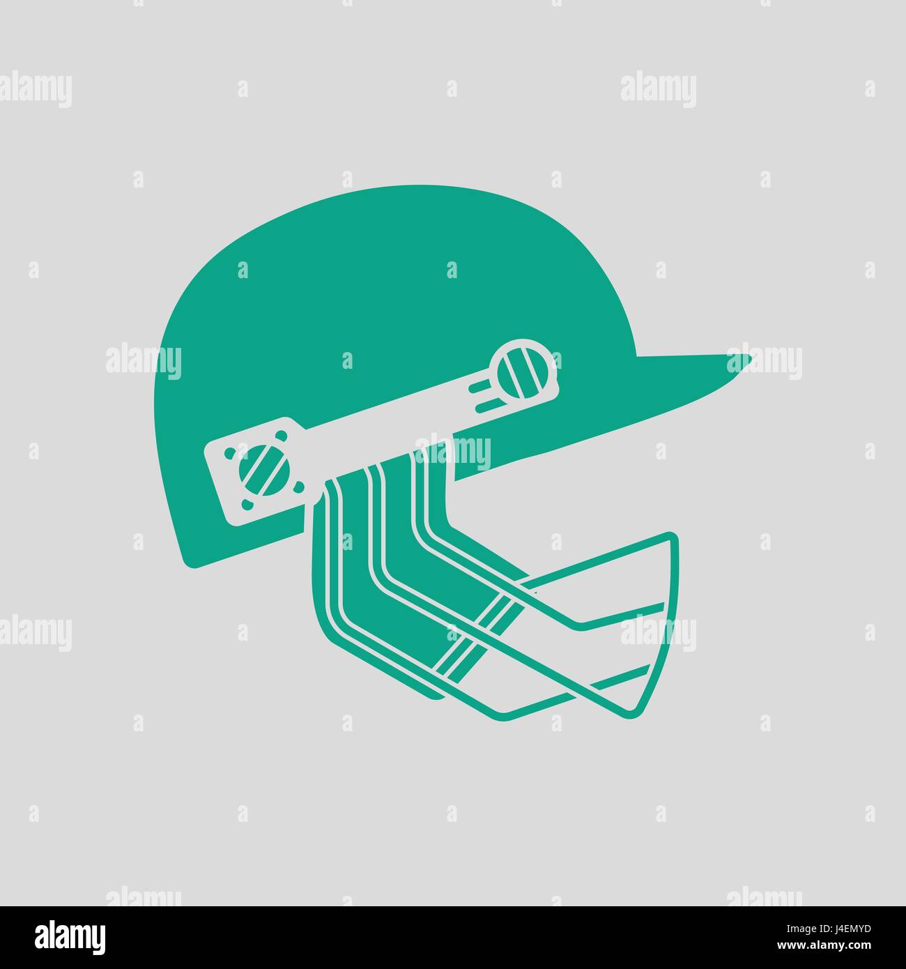 L'icône casque de cricket. Avec fond gris vert. Vector illustration. Illustration de Vecteur
