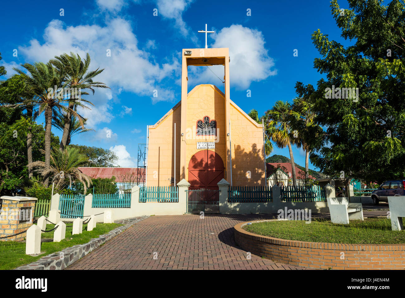 Église, Oranjestad, dans la capitale de Saint-Eustache, Statia, Netherland Antilles, Antilles, Caraïbes, Amérique Centrale Banque D'Images