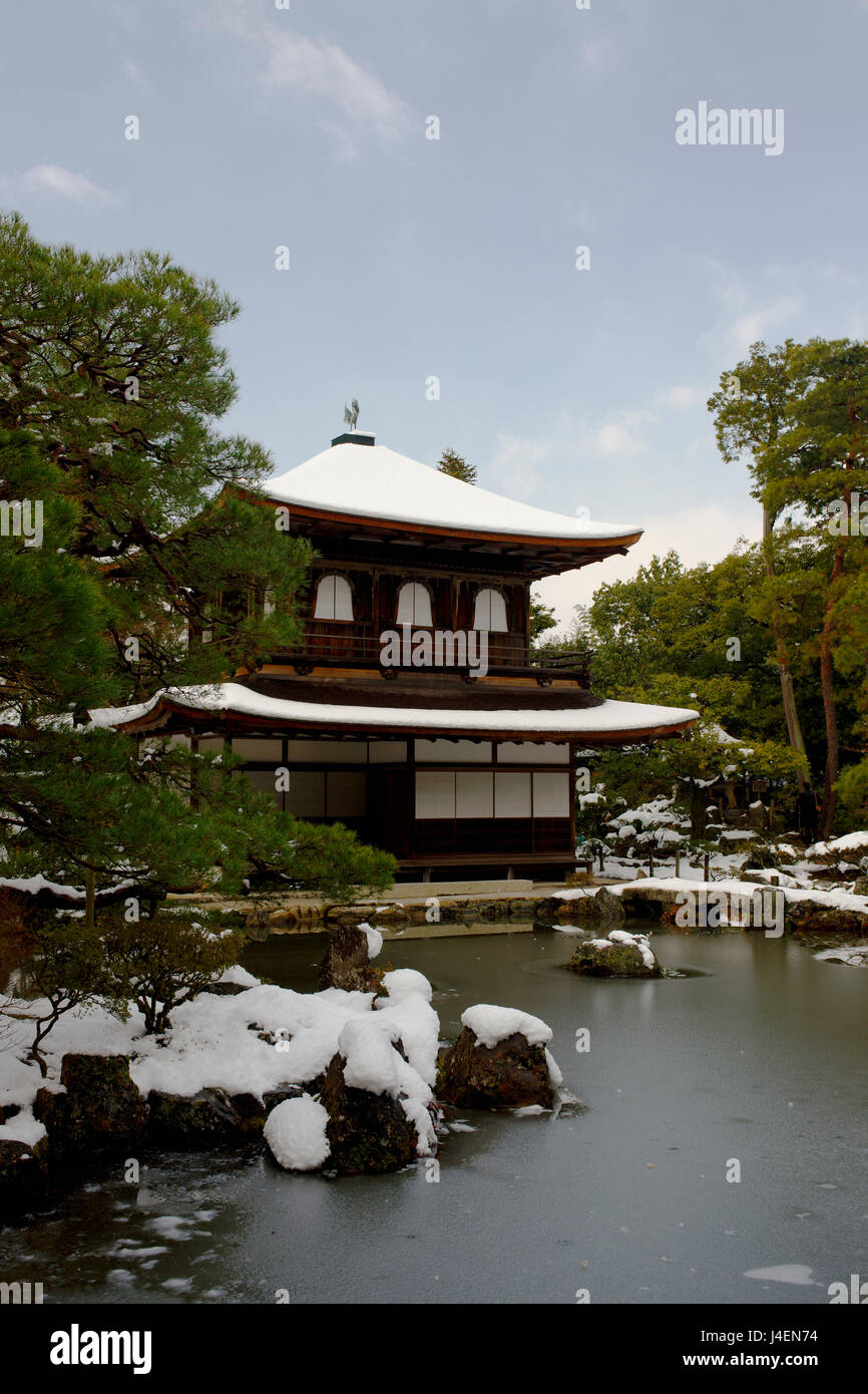 Pavillon de l'argent recouvert de neige, Ginkaku-ji, Kyoto, Japon, Asie Banque D'Images