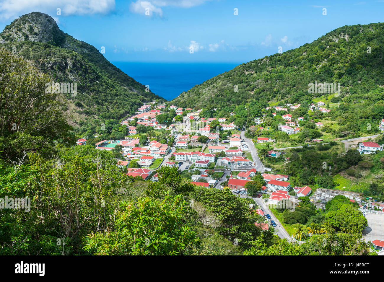 Vue sur le fond, capitale de Saba, Antilles néerlandaises, Antilles, Caraïbes, Amérique Centrale Banque D'Images
