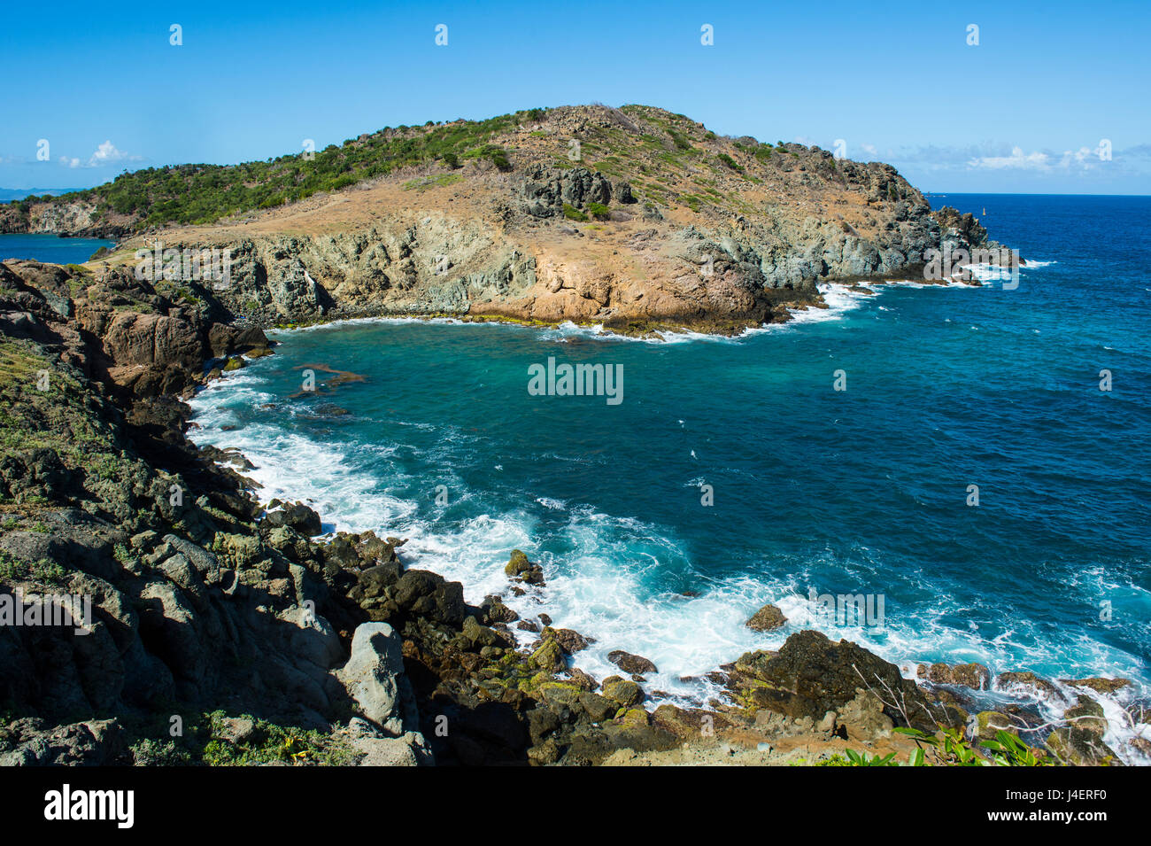 Vue sur la côte de St Barth (Saint Barthelemy), Petites Antilles, Antilles, Caraïbes, Amérique Centrale Banque D'Images