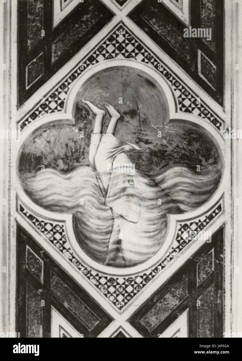 Cela fait référence à un motif décoratif de Giotto, représentant peut-être l'histoire biblique de Jonas et de la baleine, qui était un sujet commun dans les religieux médiévaux fermés Banque D'Images