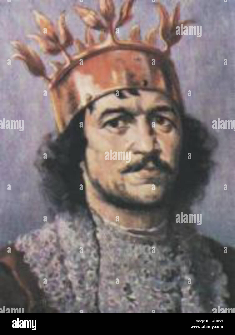 La peinture de Jan Matejko 'Leszek Czarny' représente la figure historique de Leszek le Noir, un prince polonais du XIIIe siècle. L'œuvre d'art dépeint un moment important de l'histoire polonaise, capturant le ton royal et sombre de la période à travers la composition détaillée et l'utilisation de la couleur. Banque D'Images