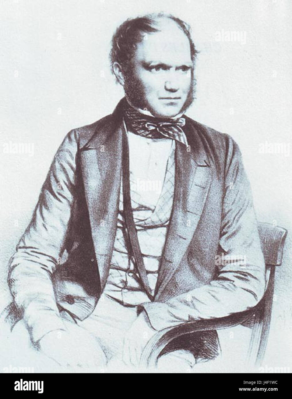 Ce portrait de 1849 par T. H. Maguire représente Charles Darwin, naturaliste anglais de renom. Darwin est connu pour sa théorie de l'évolution par sélection naturelle, pierre angulaire de la biologie moderne. Banque D'Images