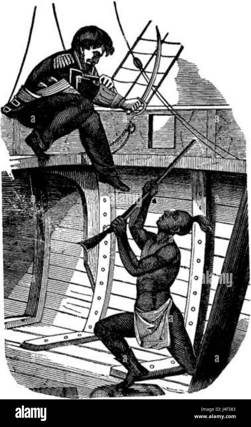 Le capitaine Condent sauter dans l'attente d'attaquer l'Indian Banque D'Images