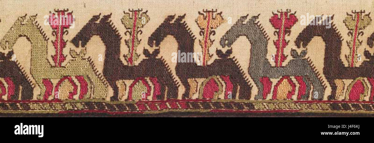 19e siècle broderie grec du coton à armure toile HAA Banque D'Images