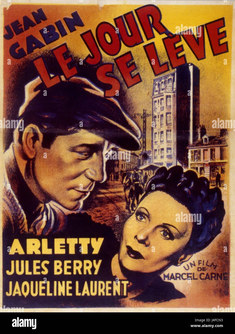 Le jour se lève Année : 1939 - France Réalisation : affiche de film de Marcel Carné (Fr) . Il est interdit de reproduire la photo hors contexte de la promotion du film. Il doit être porté au crédit de l'entreprise de film et/ou le photographe attribué par ou autorisé par/admis sur l'ensemble de l'entreprise cinématographique. Limitée à un usage éditorial. Photo12 n'accorde pas le droit à l'image des personnes représentées. Banque D'Images