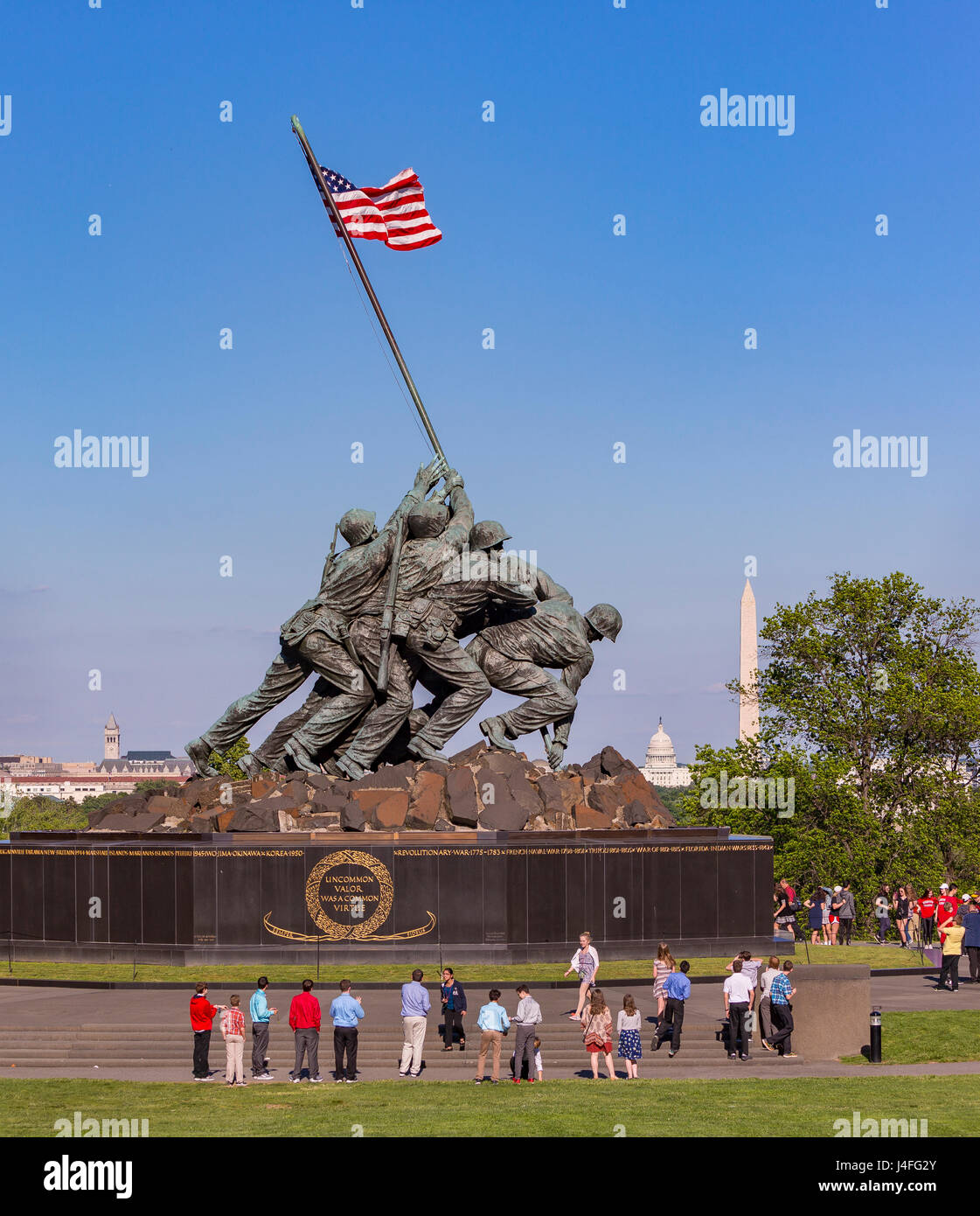 ARLINGTON, VIRGINIA, USA - United States Marine Corps War Memorial, de la statue d'Iwo Jima, à Rosslyn. Banque D'Images