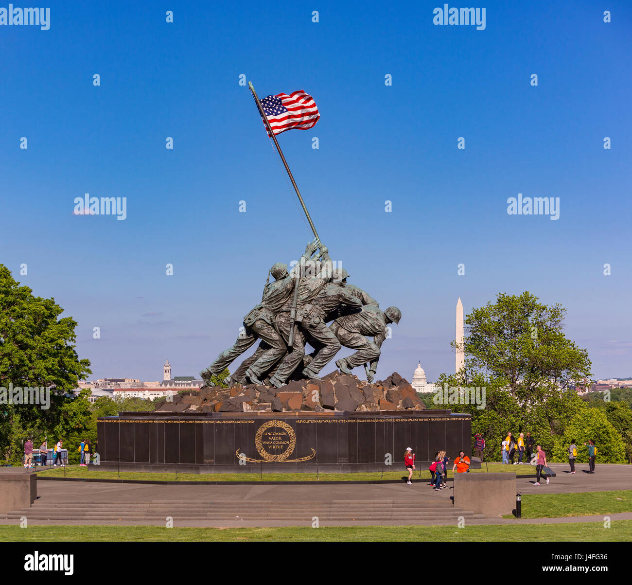 ARLINGTON, VIRGINIA, USA - United States Marine Corps War Memorial, de la statue d'Iwo Jima, à Rosslyn. Banque D'Images