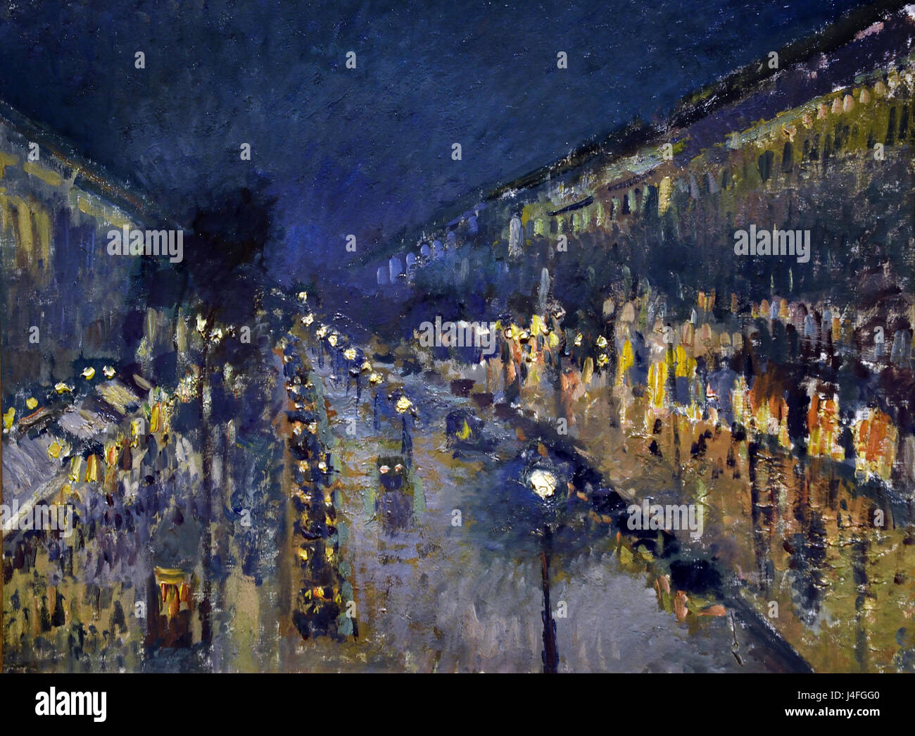 Le Boulevard Montmartre de nuit 1877 1830 1905 Camille Pissarro - France Banque D'Images