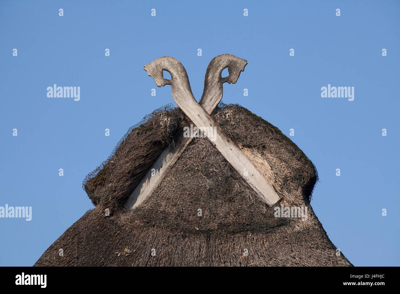 Am Bauernhausgiebel Wuemmedeich Blockland Brême, gi, Deutschland, Europa I Toit d'une maison à fleuve Wuemme agriculteur à Brême -Blocklandg, Brême, Ge Banque D'Images