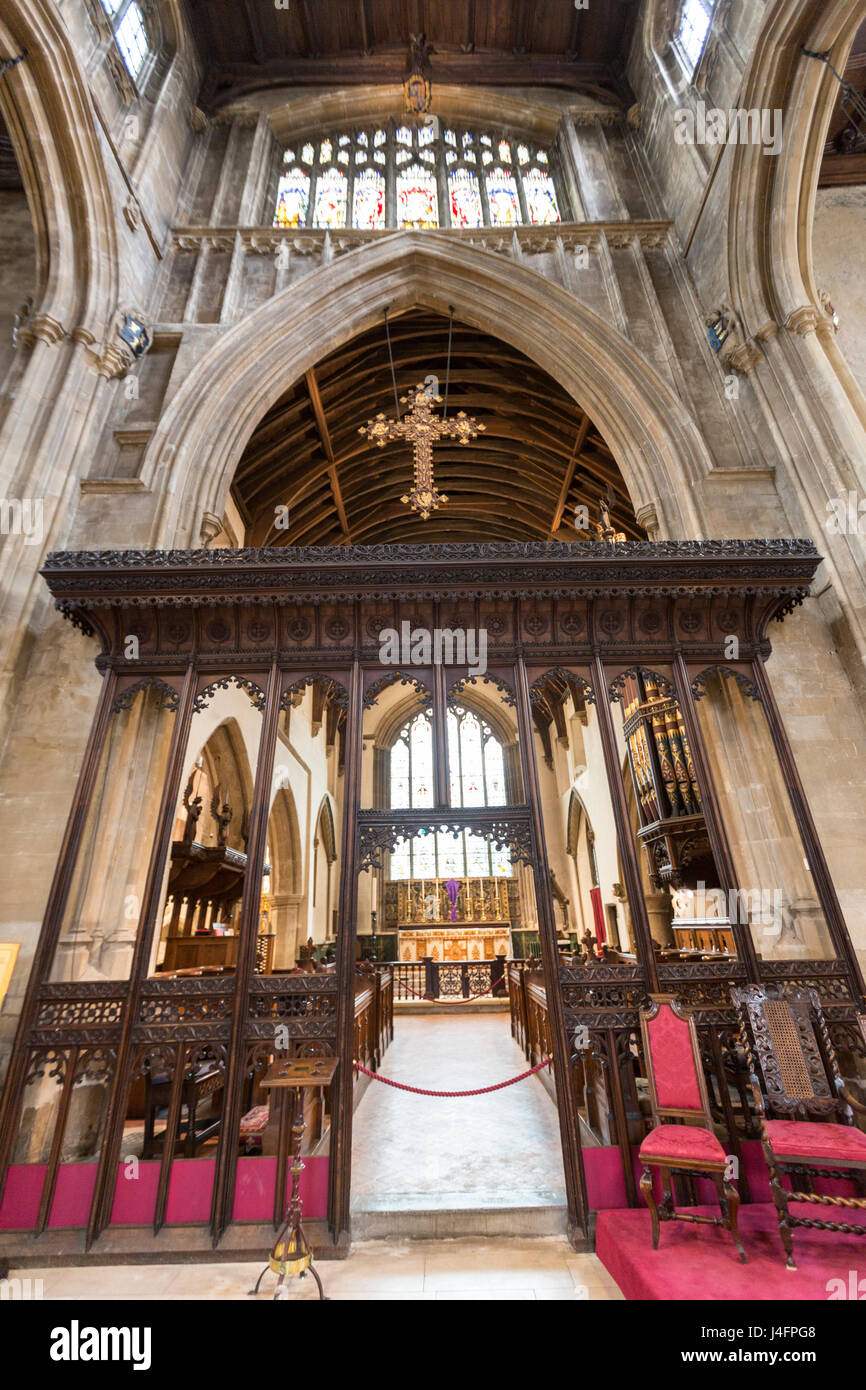 Entrée chorale, St Jean Baptiste église paroissiale, Cirencester, Gloucestershire, Angleterre Banque D'Images