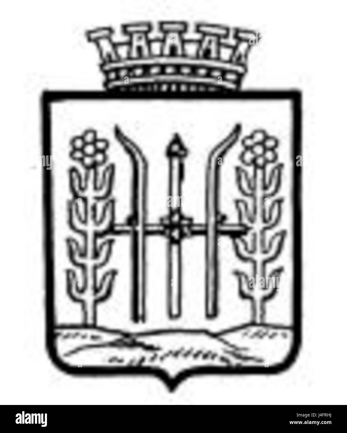 Ceci fait référence à un vieux sceau de ville de Skien, une ville en Norvège, datant de l'époque historique. Le sceau est un artefact important pour comprendre l'histoire civique et la gouvernance municipale de Skien. Banque D'Images