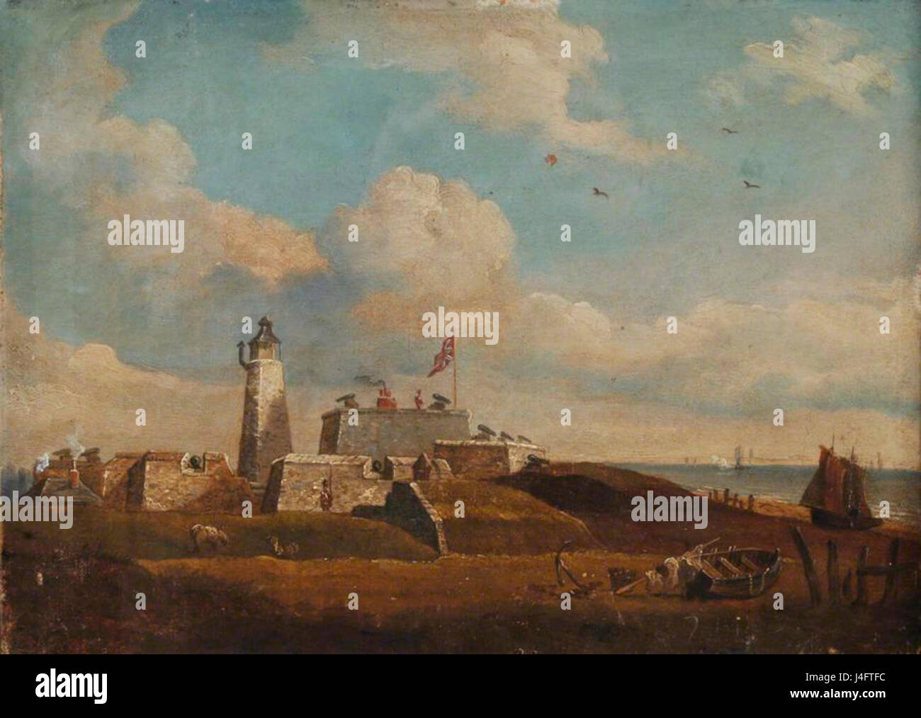 Le château de Southsea, construit en 1544, est situé sur la côte sud de l'Angleterre. Il a été construit par Henri VIII pour se défendre contre les invasions françaises et espagnoles. Le château a une signification historique et est un site touristique populaire aujourd'hui. Banque D'Images