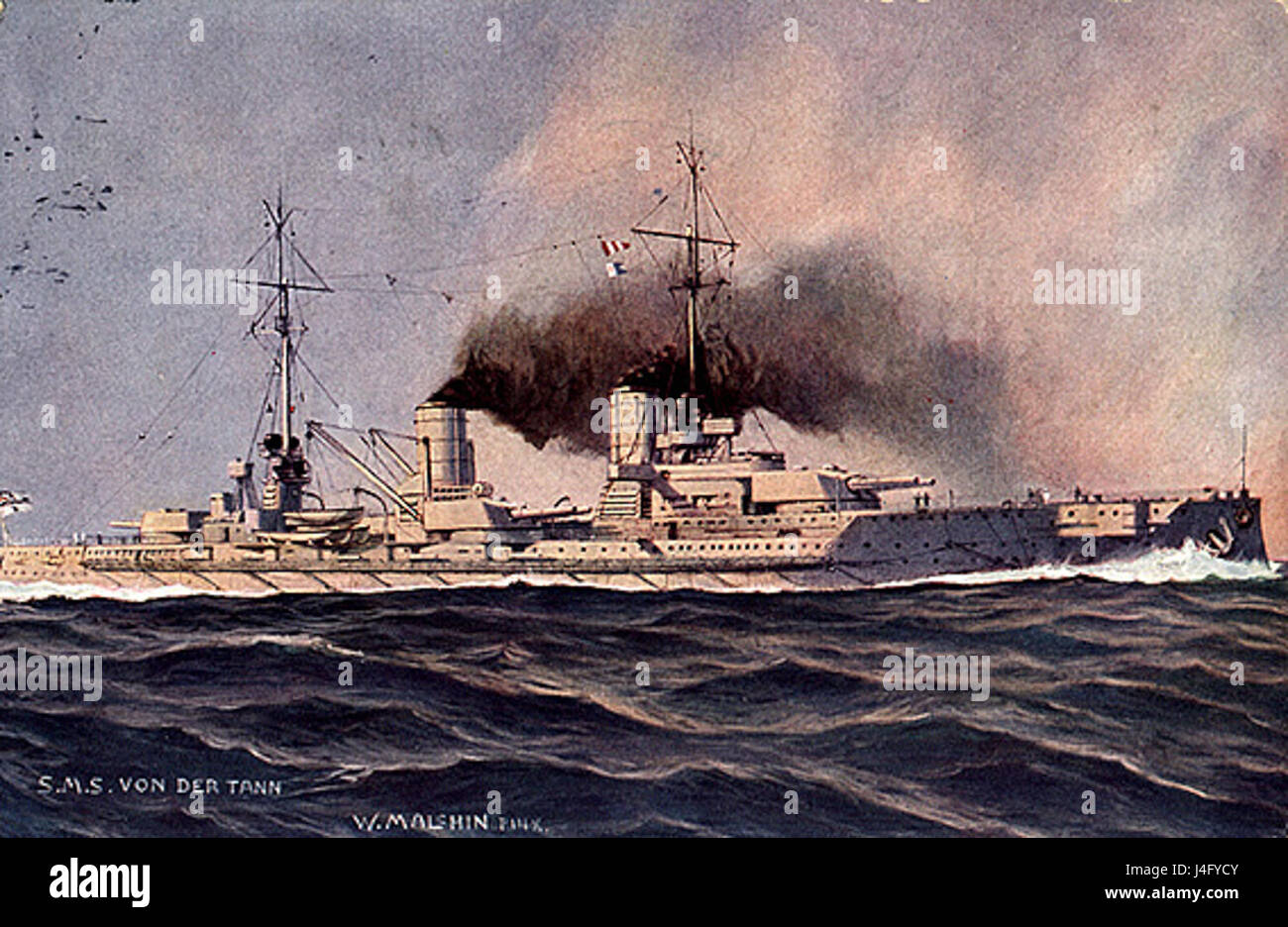 Le SMS von der Tann était un croiseur blindé allemand qui a joué un rôle dans l'histoire navale au début du XXe siècle. Il faisait partie de la marine impériale allemande et a été impliqué dans diverses opérations militaires. Banque D'Images