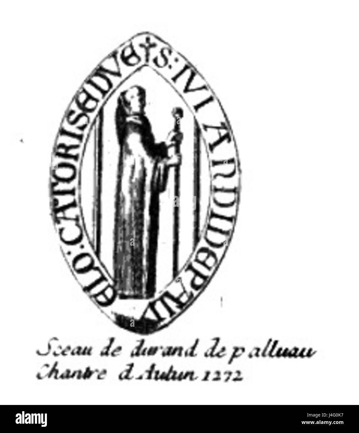 Le Sceau d'Autun est un sceau historique associé à la ville d'Autun, en France. Il a été utilisé pour des documents officiels et à des fins administratives pendant la période médiévale, symbolisant l'autorité du gouvernement local. Banque D'Images