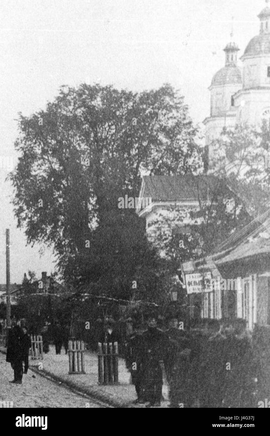 L'église Saint Barthélemy à Augustow avant 1905 Banque D'Images