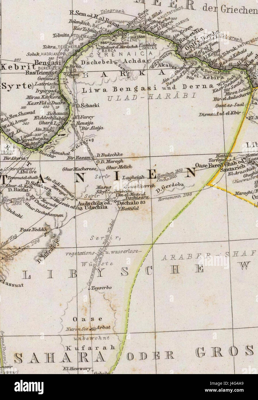 Stieler, Adolf. Mittellandische das Meer und Nord Afrika. 1875 CC Banque D'Images
