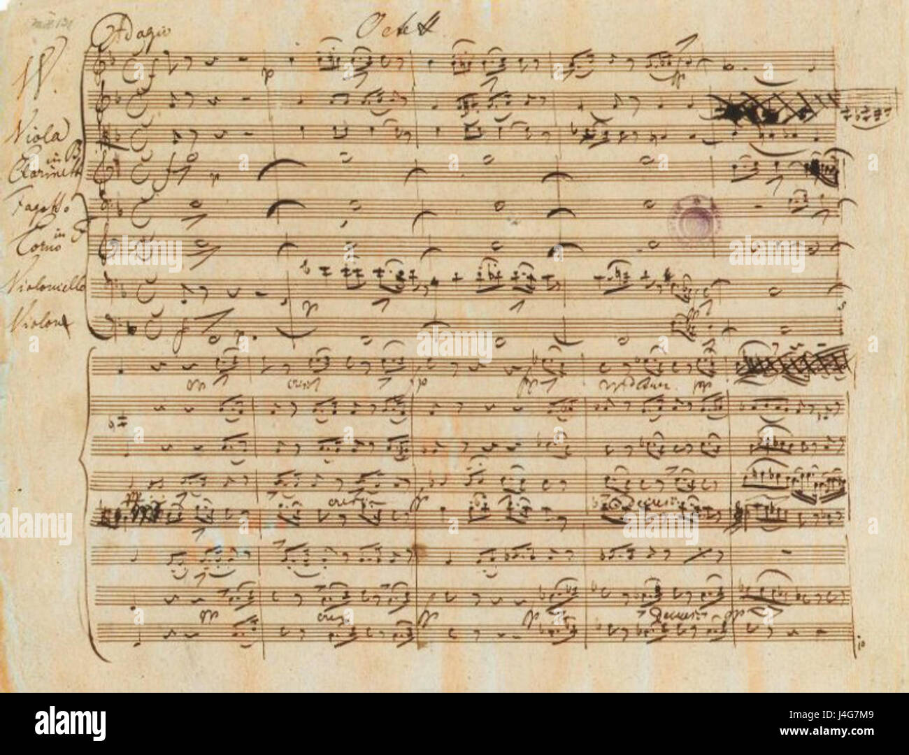 Ceci est un manuscrit autographe de l'octet de Franz Schubert, une composition de musique de chambre. L'octet est considéré comme l'une de ses œuvres les plus importantes pour ensembles, mettant en valeur sa maîtrise de la composition. Banque D'Images