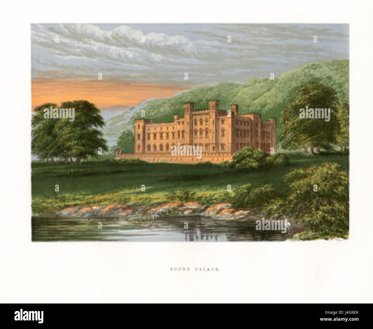 Le Scone Palace, situé en Écosse, est une maison historique et ancien siège des rois écossais. Il est réputé pour son architecture et comme le couronnement traditionnel des monarques écossais. Banque D'Images